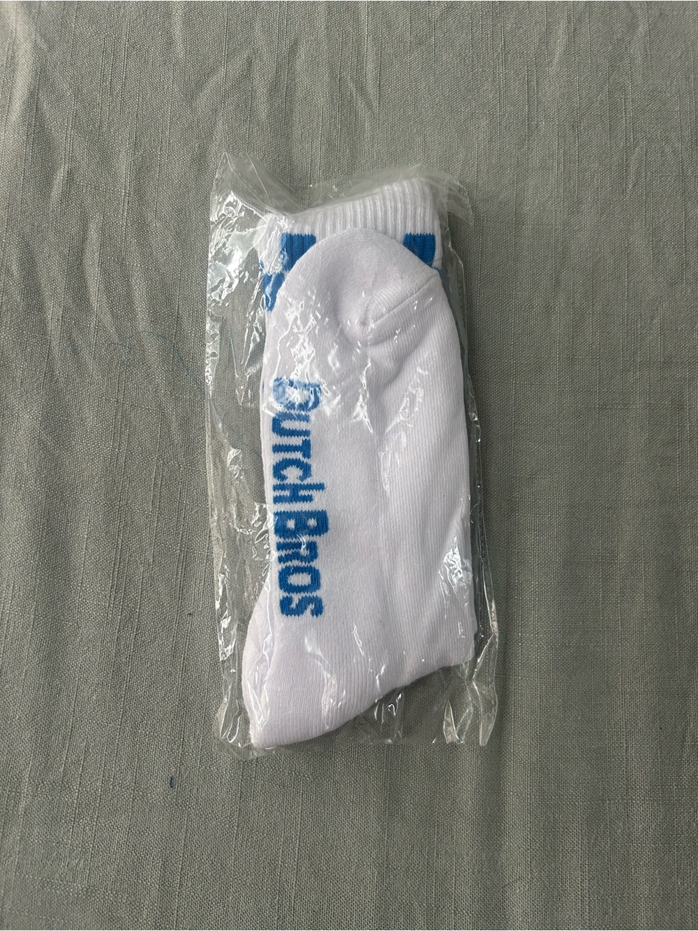 Dutch Bros White & Blue Athletic Crew Socks